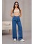 Kadın Yüksek Bel Wide Leg Pileli Palazzo Jeans Pantolon 5