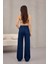 Kadın Yüksek Bel Wide Leg Pileli Palazzo Jeans Pantolon 4