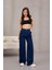 Kadın Yüksek Bel Wide Leg Pileli Palazzo Jeans Pantolon 5