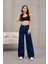 Kadın Yüksek Bel Wide Leg Pileli Palazzo Jeans Pantolon 7