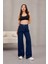 Kadın Yüksek Bel Wide Leg Pileli Palazzo Jeans Pantolon 8