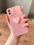 IPHONE 11 3D Kalp Dekorlu Pudra Pembe Kılıf 1