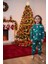 Yeşil Yeni Yıl Desenli %100 Pamuk Kız ve Erkek Çocuk Pijama Takımı 3-13 Ya 2