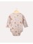 %100 Organik Pamuk Gots Sertifikalı Kruvaze Orman Desenli Bebek & Yenidoğan Body - Taş Rengi 2