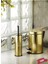 Haus Pedallı Çöp Kovası Tuvalet Wc Fırçası Banyo Çöp Kovası 2li Banyo Seti 5 Litre Gold Vintage 1