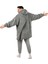 Oversize Giyilebilir Battaniye Tek Beden Çok Rahat Unisex Hoodie Peluş Kapüşonlu Sweatshirt (Gri-Siyah) 4