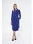 Picacy Yuvarlak Yaka Diz Altı Regular Fit Mavi Renk Elbise 1