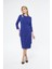 Picacy Yuvarlak Yaka Diz Altı Regular Fit Mavi Renk Elbise 3