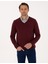 Erkek Koyu Bordo Slim Fit V Yaka Basic Triko Kazak 50314190-VR175 1