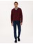 Erkek Koyu Bordo Slim Fit V Yaka Basic Triko Kazak 50314190-VR175 4