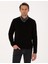 Erkek Siyah Slim Fit V Yaka Basic Triko Kazak 50314190-VR046 1