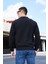 Slim Fit Yarım Balıkçı Yaka Tam Fermuarlı Düz Renk Erkek Sweatshirt - V001 5