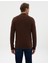 Erkek Kahverengi Slim Fit Dik Yaka Fermuarlı Triko Kazak 50317397-VR029 5