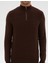 Erkek Kahverengi Slim Fit Dik Yaka Fermuarlı Triko Kazak 50317397-VR029 6