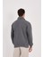 Slim Fit Yarım Balıkçı Yaka Yarım Fermuarlı Düz Renk Erkek Sweatshirt - V002 4