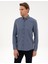 Erkek Koyu Mavi Flanel Dokulu Slim Fit Uzun Kollu Gömlek 50316751-VR032 1