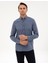 Erkek Koyu Mavi Flanel Dokulu Slim Fit Uzun Kollu Gömlek 50316751-VR032 3
