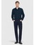 Lacivert Düz Örme Slim Fit Casual Pantolon 1