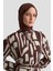 Soyut Desenli Elbise 25KD1013 Vizon 2
