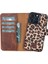 Apple iPhone 13 Pro Uyumlu Deri Cüzdanlı Kılıf Leopar Desen 5