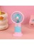 Şarjlı Taşınabilir Masaüstü Kullanımlı, Telefon Stantlı Mini El Fanı Soğutucu Güçlü Pervane (Mavi-Pembe) 1