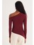 Kadın Standart Fit Asimetrik Yaka Viskon Bordo Bluz 7