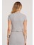 Kadın Slim Fit Dar Kesim Yarım Balıkçı Yaka Kısa Kollu gri Bluz 7