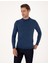 Erkek Indigo Melanj Slim Fit Çeyrek Yaka Basic Triko Kazak 50314188-VR155 3