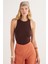Kadın Slim Fit Halter Yaka Modal Kumaş Kahverengi Body Atlet 5