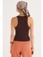 Kadın Slim Fit Halter Yaka Modal Kumaş Kahverengi Body Atlet 7