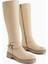Penda Hakiki Deri Bej Toka Detaylı Kadın Fermuarlı Çizme 3