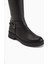 Penda Hakiki Deri Siyah Toka Detaylı Kadın Fermuarlı Çizme 3