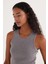 Kadın Slim Fit Düz Geniş Yaka Gri Body Atlet 2