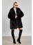 Kadın Peluş Kaban - Siyah 1