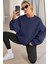 Genıus Store Kadın Sweatshirt Oversize Geniş Kalıp Içi Şardonlu Bisiklet Yaka Oversize sweatshirt Kadın-Sweatshırt 2
