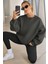 Genıus Store Kadın Sweatshirt Oversize Geniş Kalıp Içi Şardonlu Bisiklet Yaka Oversize sweatshirt Kadın-Sweatshırt 2