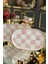 Damalı Pembe Oval Sunum Tepsi 4