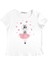 Balerin Baskılı Taşlı Tül Süslemeli Beyaz Yazlık Kız Çocuk Tshirt 1