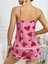 Kadın Pembe Kalp Baskılı Şortlu Gecelik Pijama Takımı 5050 2