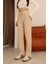 Bej Yumoş Yüksek Bel Bağlamalı ve Paça Lastik Detaylı Eşofman Altı 3