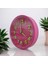 Fosforlu Kabartma Rakam Küçük Çocuk Odası Fuşya Duvar Saati Çap 22 cm 2