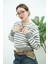 Bisiklet Yaka Çizgili Crop Kazak 3