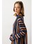 Yırtmaç Detay Çizgili Triko Elbise-LACI 7