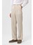 Ekru Keten Karışımlı Erkek Baggy Pantolon 2