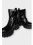 Kız Çocuk Lastik Detaylı Kalın Taban Bot Siyah - Siyah 4
