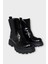 Kız Çocuk Lastik Detaylı Kalın Taban Bot Siyah - Siyah 2