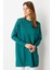 Omzu Düğme Detaylı Triko Tunik-Petrol 3