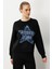 Kot Yıldız Detaylı Triko Kazak-SİYAH 3