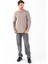 Erkek V Yaka Düğme Detaylı Dokulu Sweatshirt Taş - 5524 1