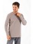 Erkek V Yaka Düğme Detaylı Dokulu Sweatshirt Taş - 5524 3